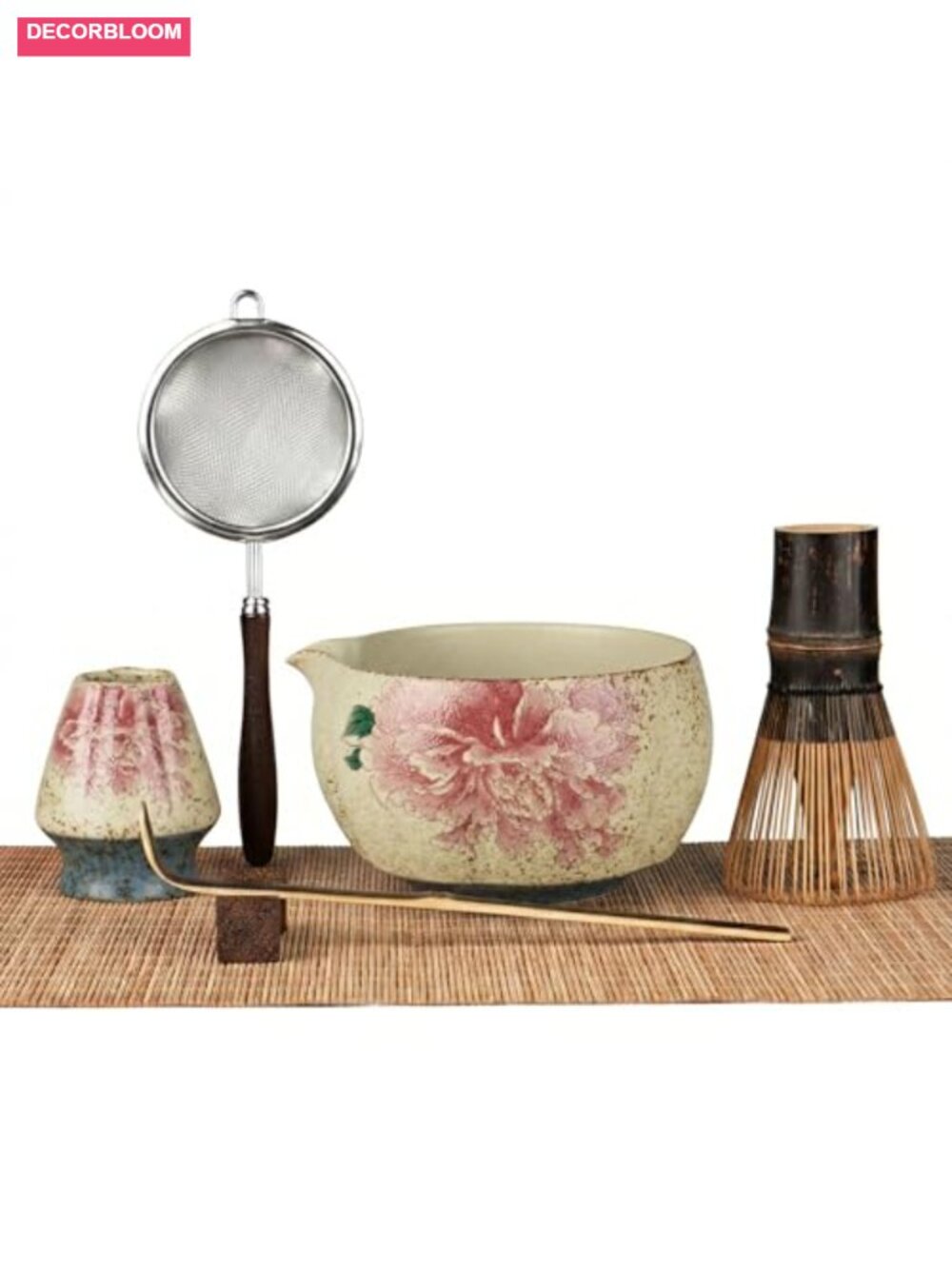 7-Piece Matcha Set with 100-Prong Bamboo Whisk and Bowl